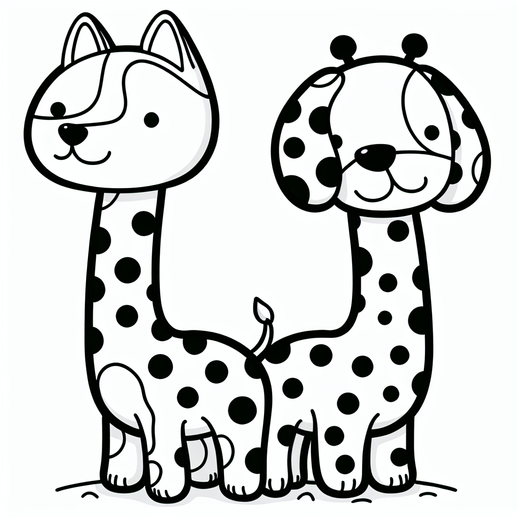 Dog With Giraffe Coloring Page