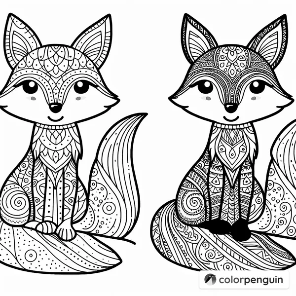 Adorable Fox Line Art