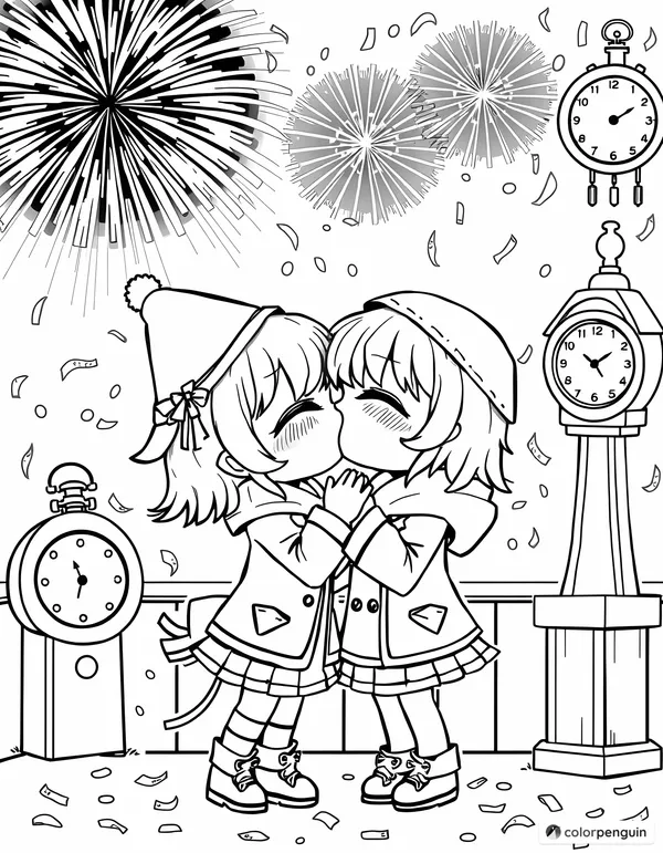 Chibi New Year’s Eve Kiss