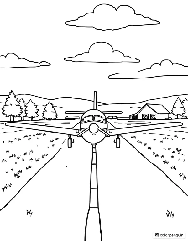 Airplane at a Cozy Rural Airstrip