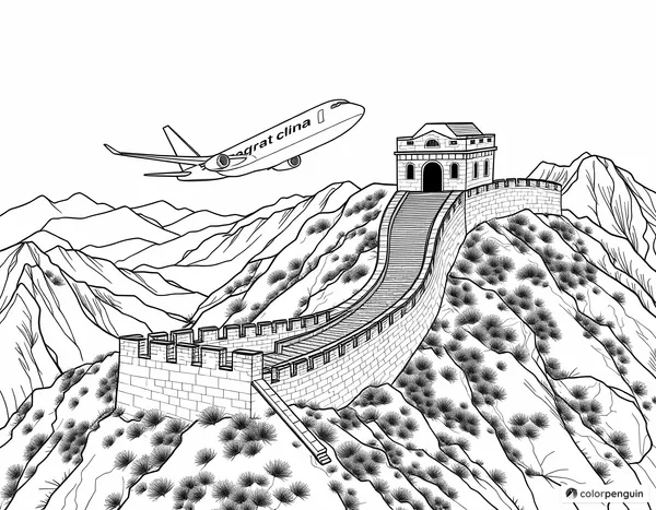 Airplane Over the Great Wall of China