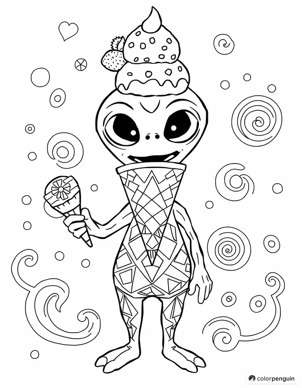 Alien Enjoying Ice Cream