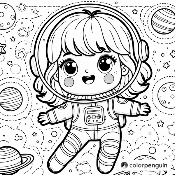 A Little Astronaut in Outer Space