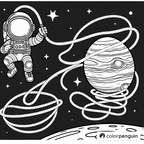 Astronaut Jumping Rope on Jupiter