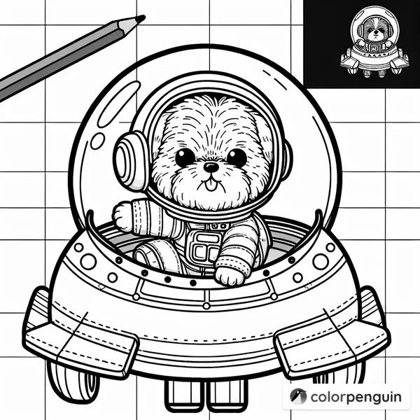 Shih Tzu Astronaut in a Space Ship