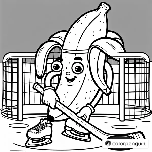 Banana Playing Ice Hockey