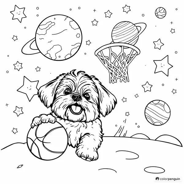 Shih Tzu Basketball Star in Space