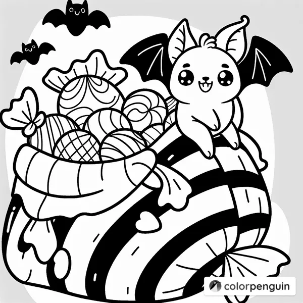 Adorable Bat on a Big Candy Bag