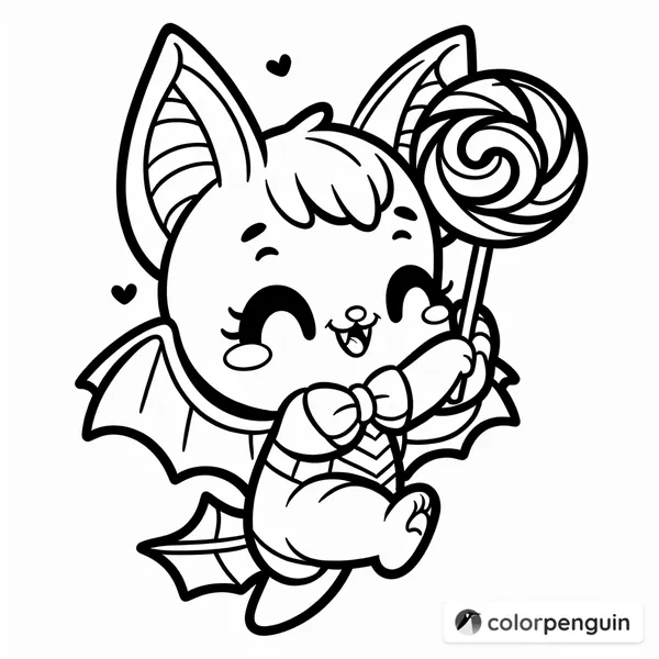 Cheerful Bat with a Lollipop