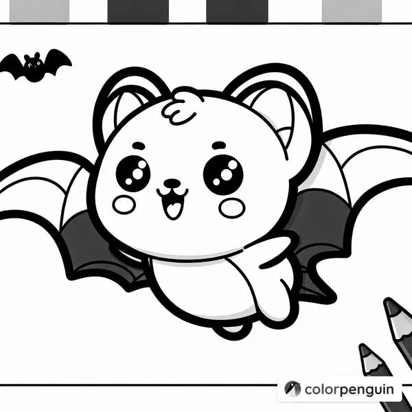 Cheerful Cartoon Bat Flying