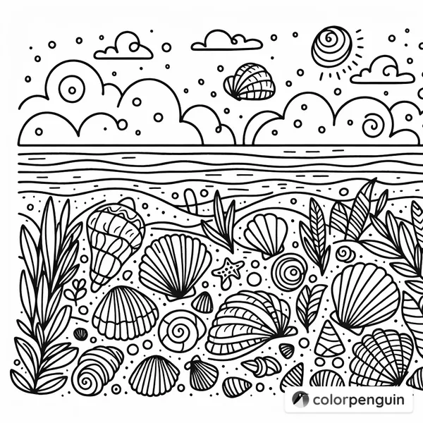 Beach Scene with Sea Shells