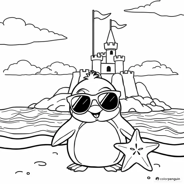 Cool Penguin at the Beach