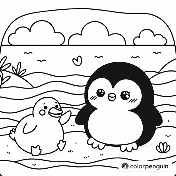 Penguin and Duck on the Beach