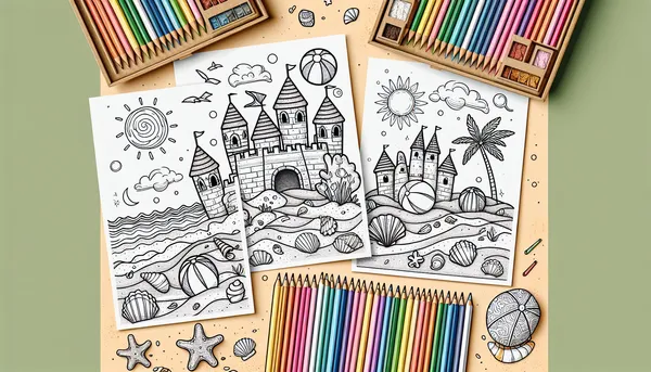 Beach coloring pages feature image