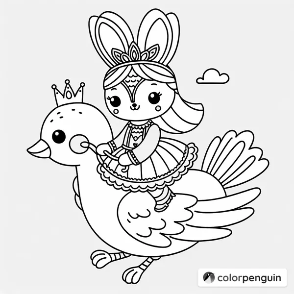 Animal Princess Riding a Bird