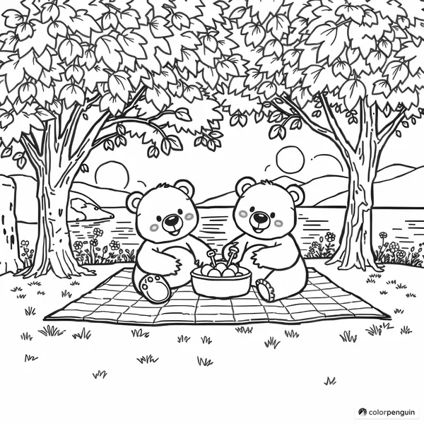 Bears' Cozy Picnic in the Forest