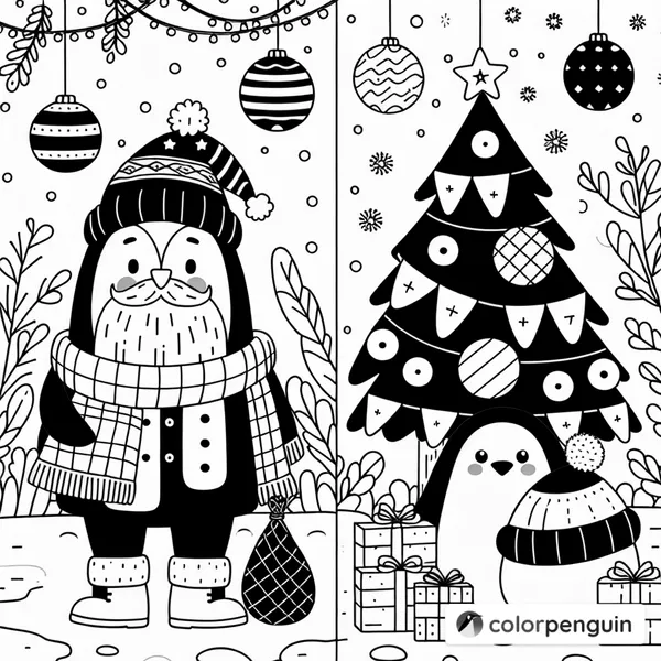 Cozy Christmas with Santa and Penguin