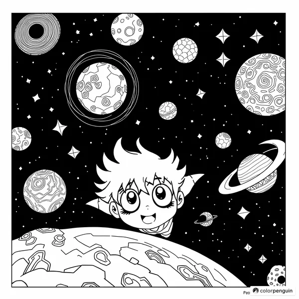 Magical Manga Character in Space