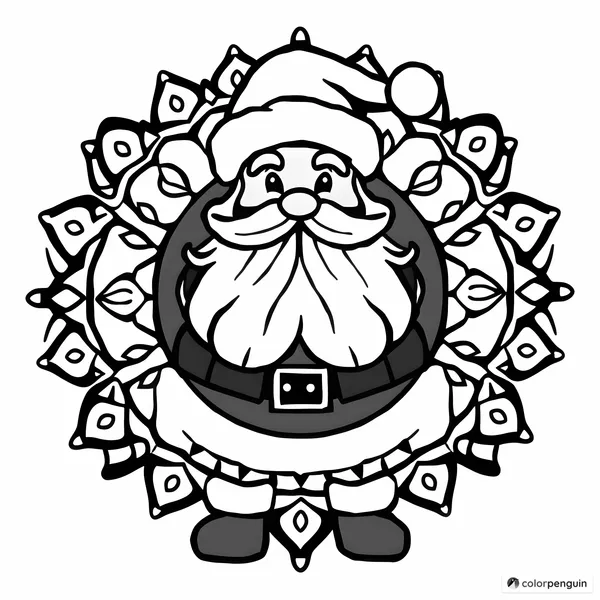 Mandala Santa Claus Coloring Page