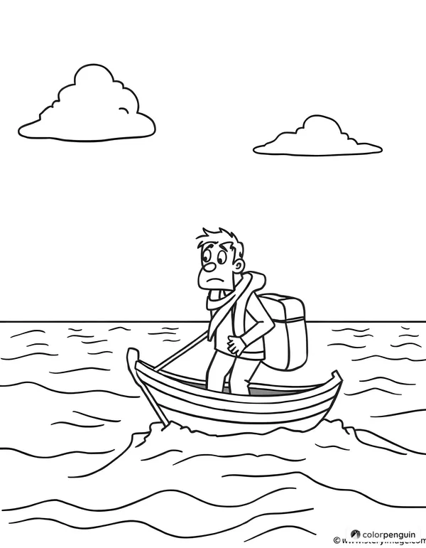 Worried Traveler on the Ocean