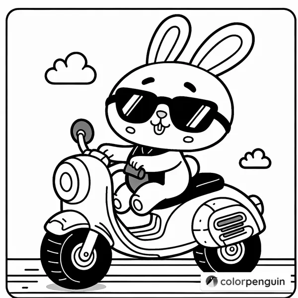 Bunny on a Motorbike with Sunglasses