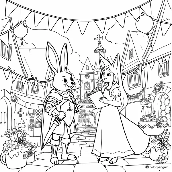 Medieval Town Festival with a Bunny Knight and Fox Lady Teacher