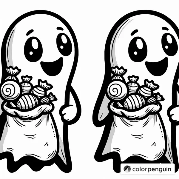 Cheerful Ghost with Candy Bag