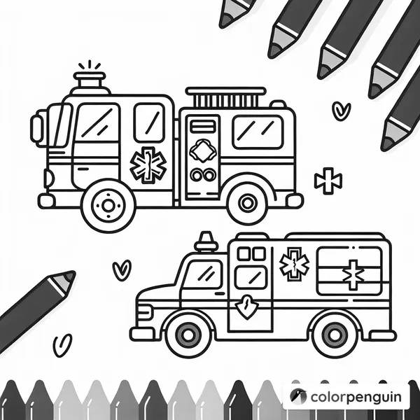 Emergency Vehicles Coloring Page