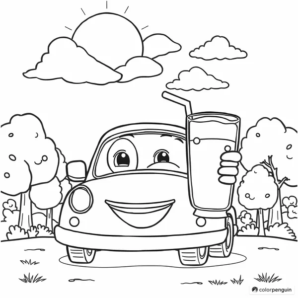 Happy Car Enjoying Orange Juice