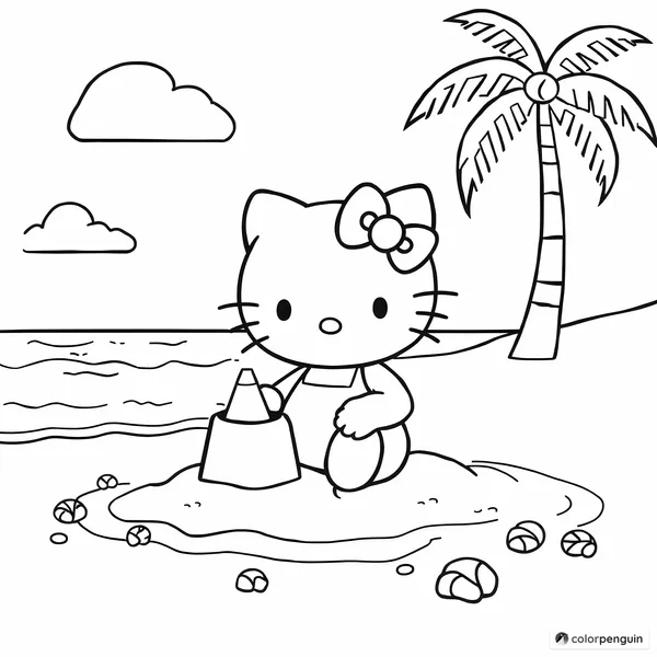 Hello Kitty Building a Sand Castle