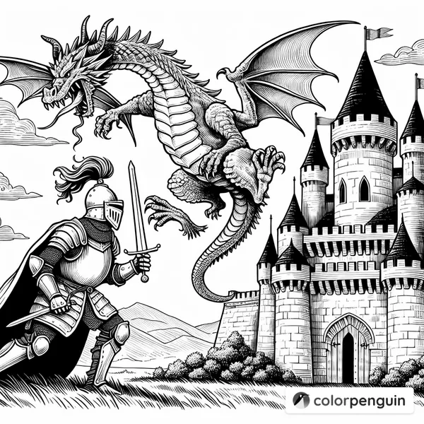 Knight vs Dragon: Battle on the Castle Wall