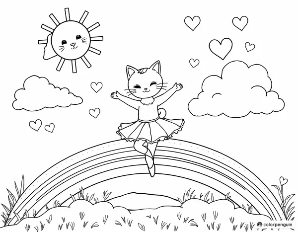 Ballerina Uni-Kitty on a Rainbow