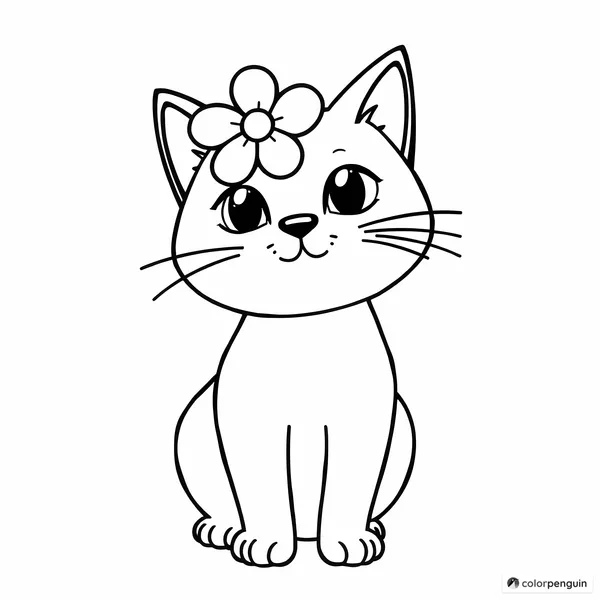 Cat with Flower on Head