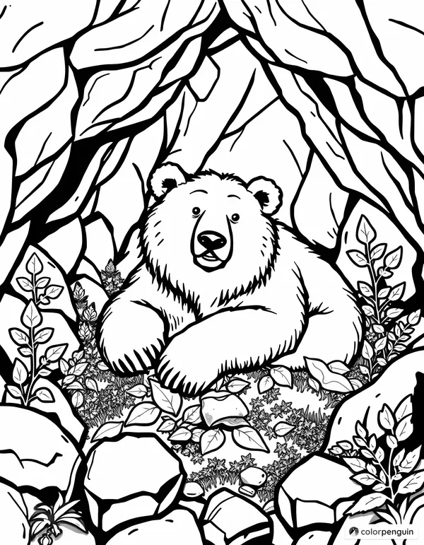 Bear Resting in a Cave