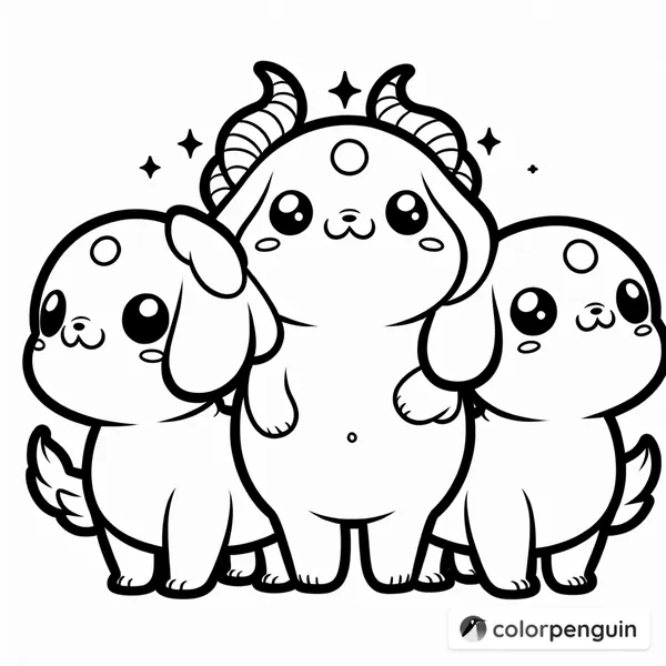 Charming Chibi Cerberus Trio