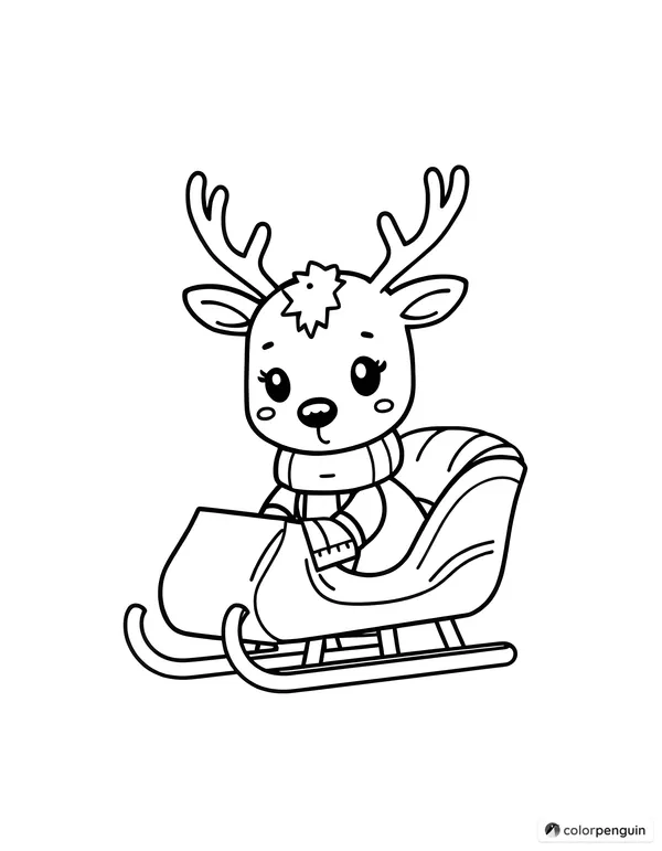 Charming Chibi Reindeer with Sleigh