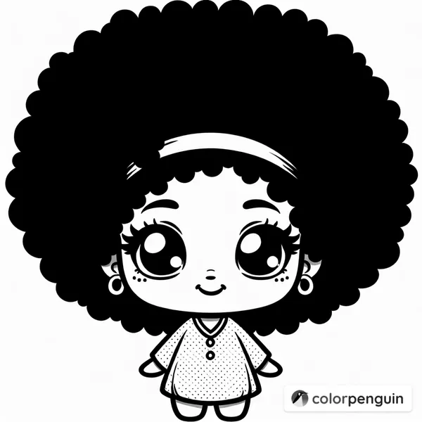 Chibi Black Girl with Afro Hair