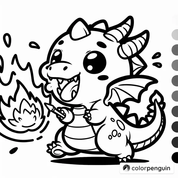 Chibi Dragon Breathing Fire