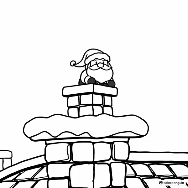 Chibi Santa Claus on the Chimney