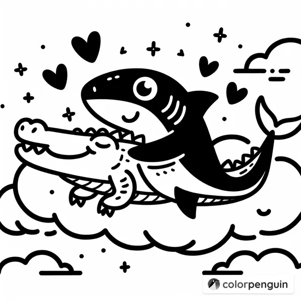 Shark and Alligator Cloud Hug