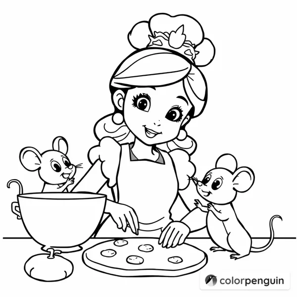 Princess Baking Cookies with Mice