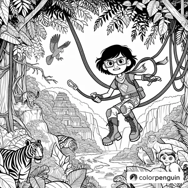 Adventurous Superhero Girl in the Jungle