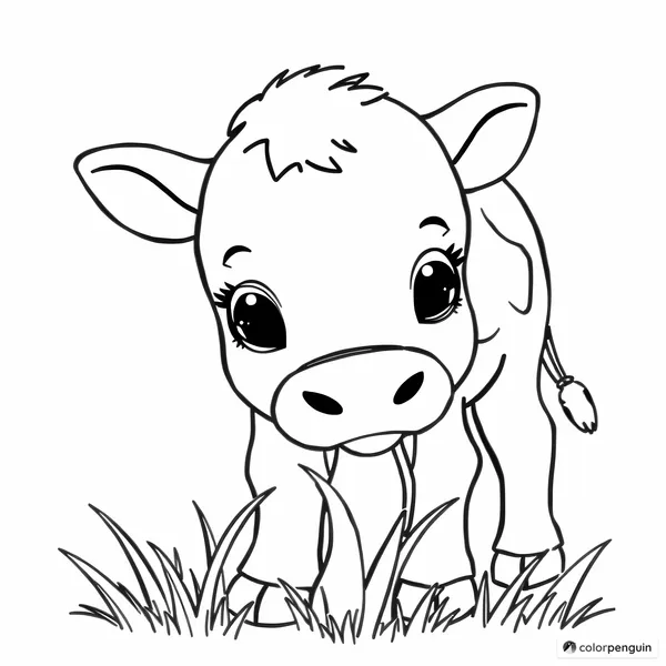 Baby Cow Enjoying Grass