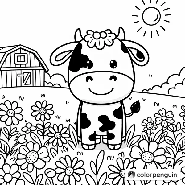 Cheerful Cow in a Sunny Field