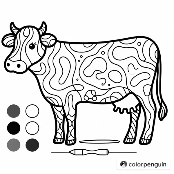 Color Your Own Cow Scene