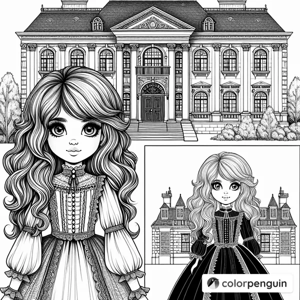 Creepy 14-Year-Old Girl in Front of the Mansion