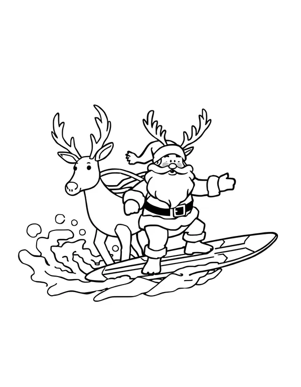 Surfing Santa and Reindeer