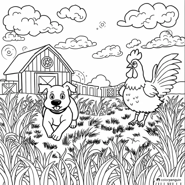 A Dog Chasing a Chicken