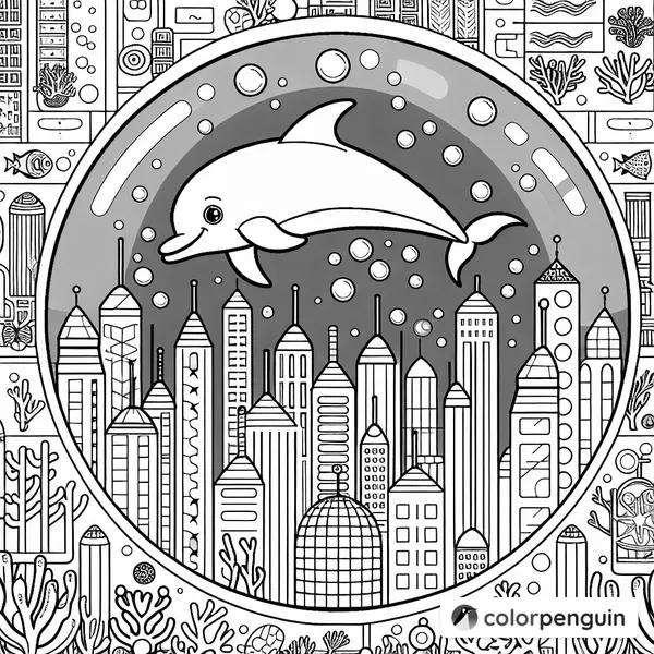 Dolphin in an Underwater City