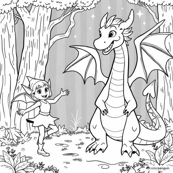 Elf and Dragon Friendship